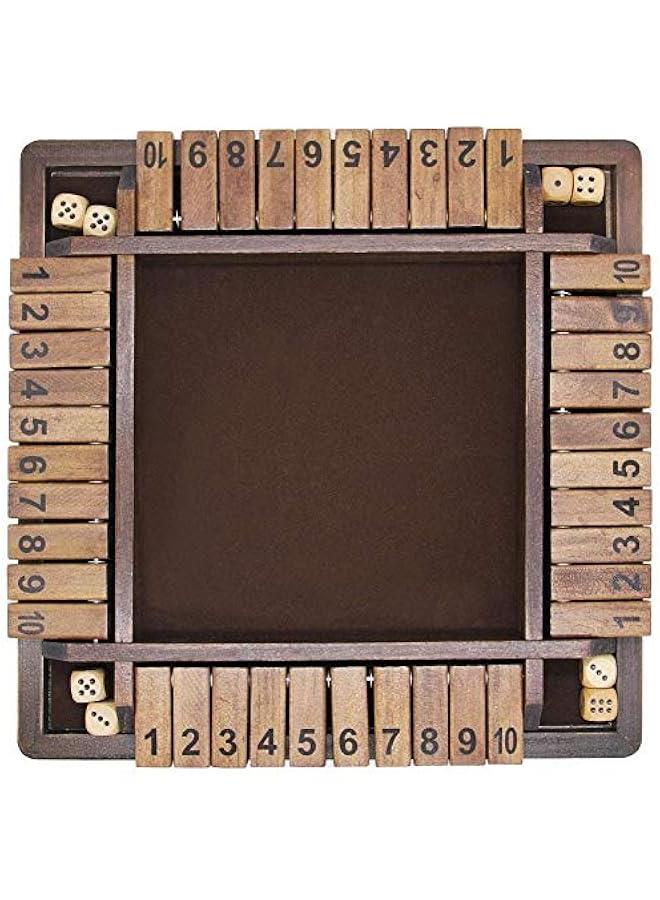 Classic Wooden Shut The Box Dice Game for 4 Players : Tabletop and Pub Board - 12 inch - Image 2